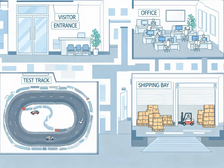 Illustrated map to Traxxas RC program studio